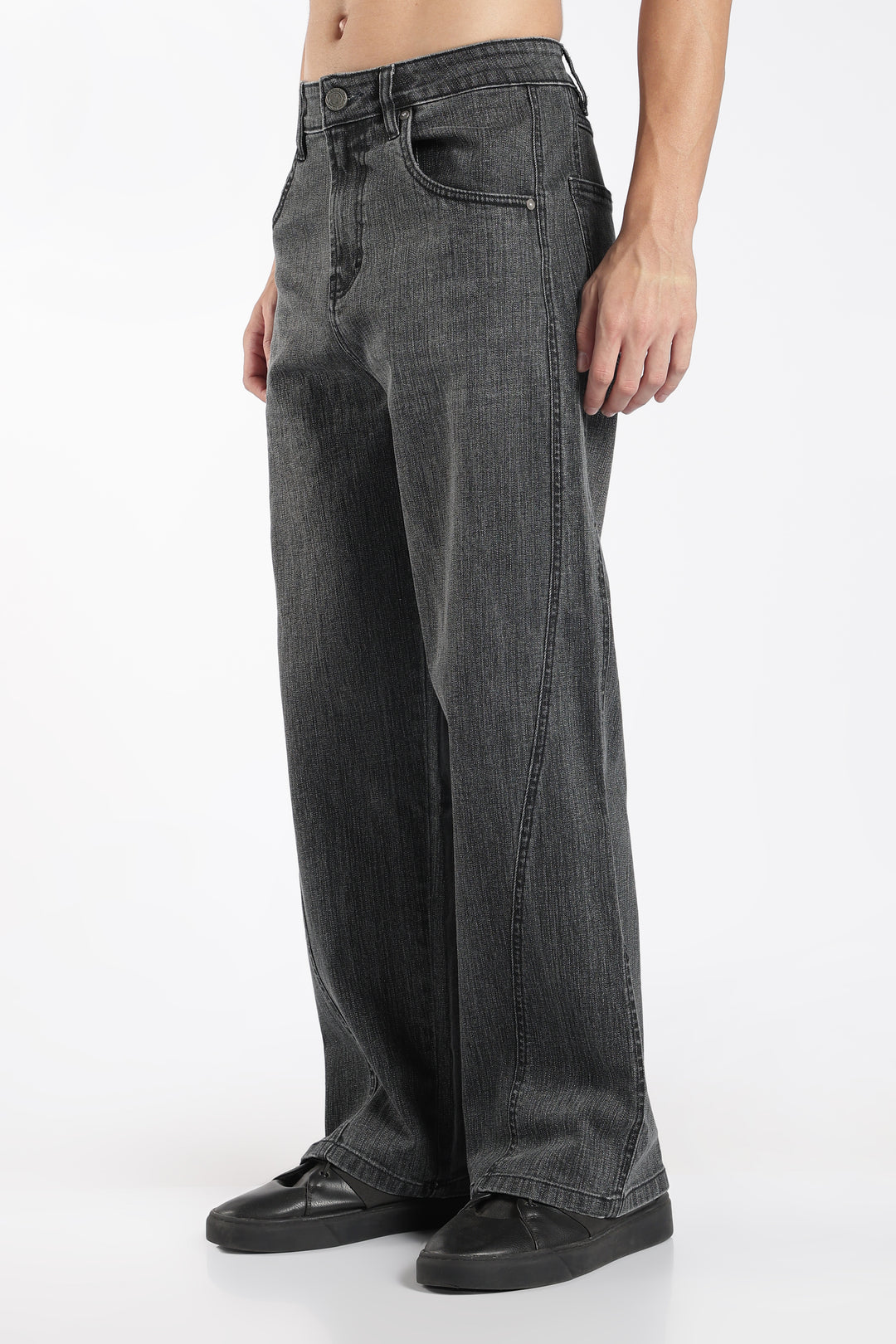 Men's Vintage Washed Black Baggy Denim Jeans