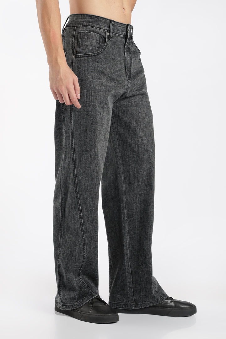Men's Vintage Washed Black Baggy Denim Jeans