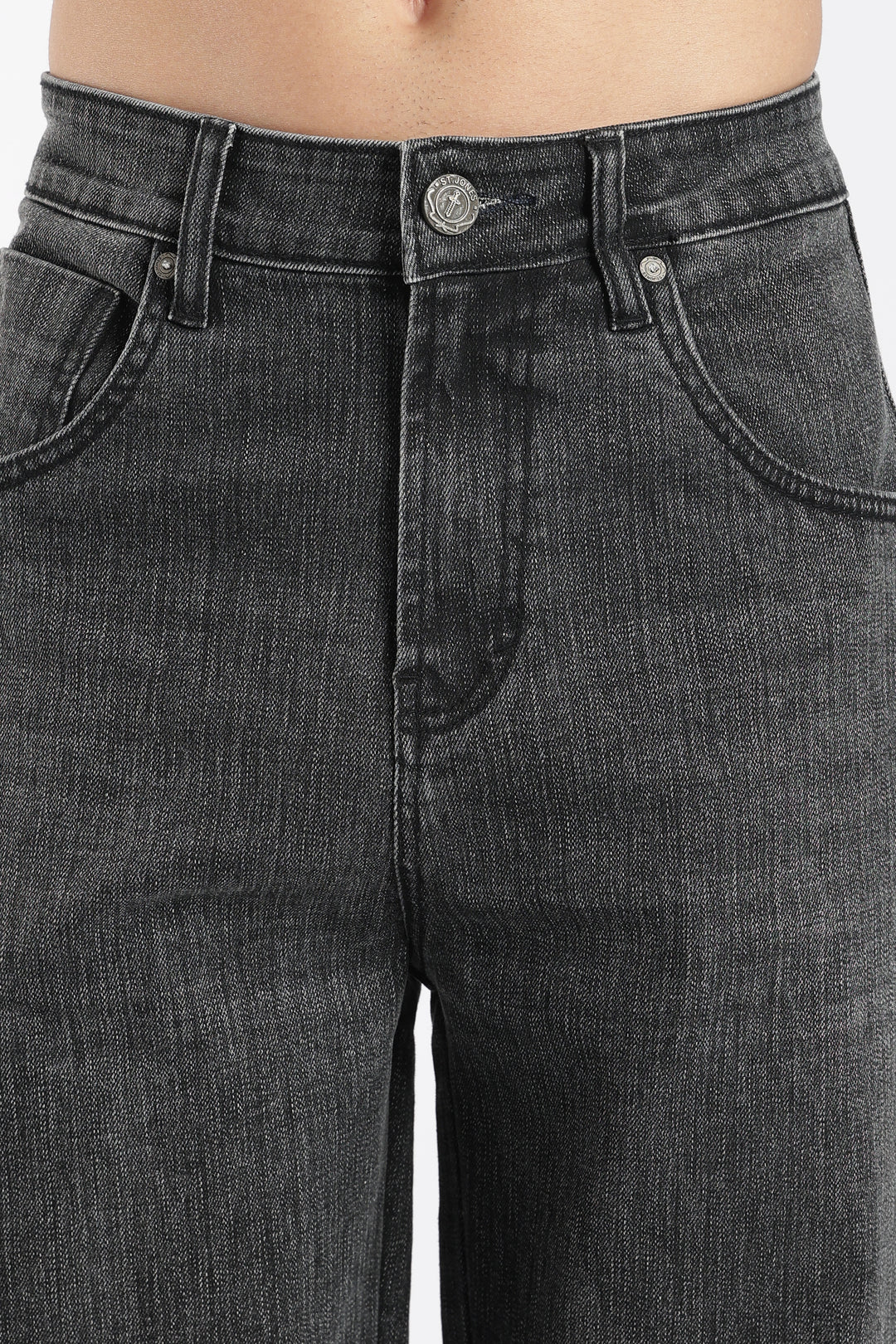 Men's Vintage Washed Black Baggy Denim Jeans