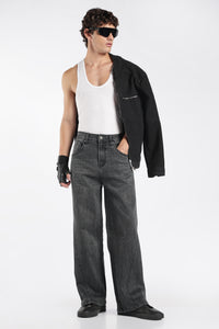 Men's Vintage Washed Black Baggy Denim Jeans