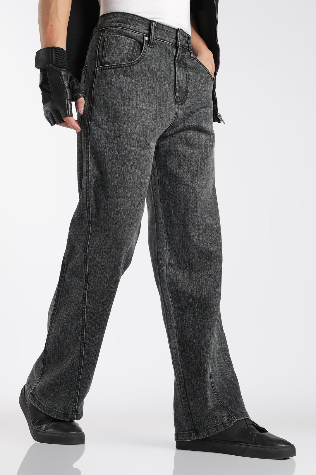 Men's Vintage Washed Black Baggy Denim Jeans