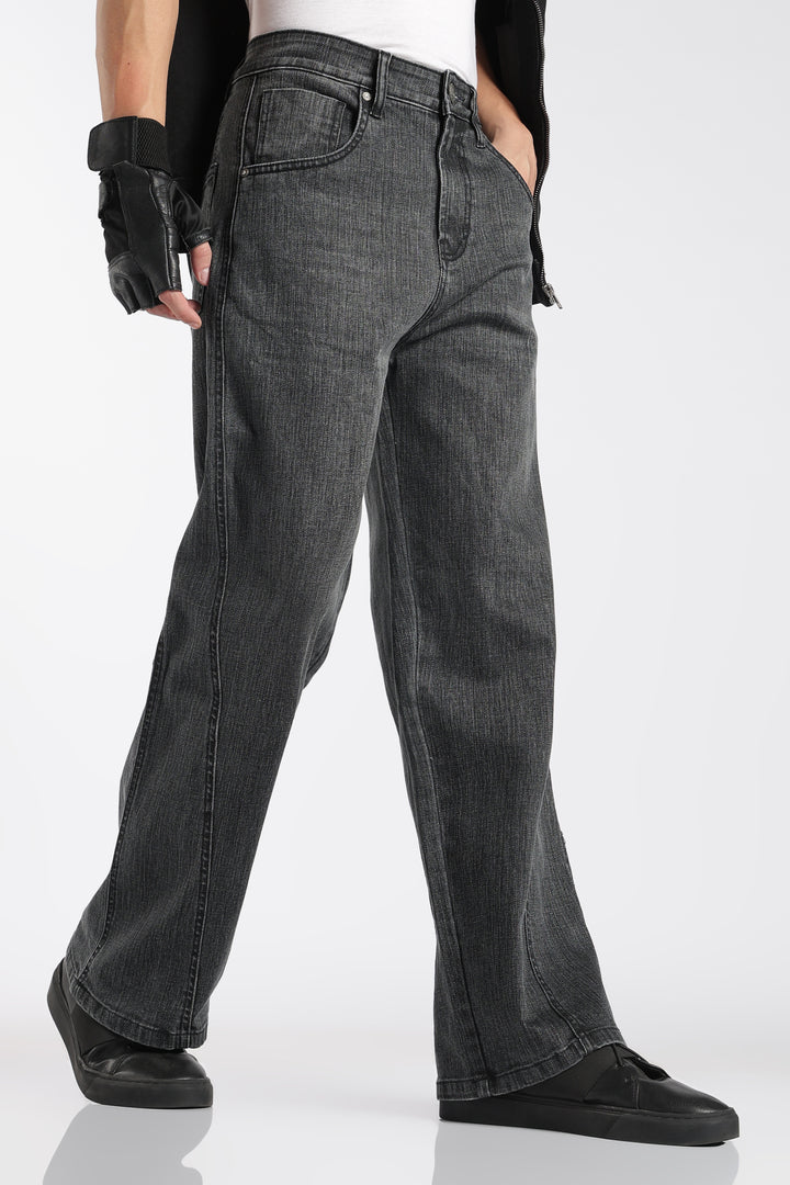 Men's Vintage Washed Black Baggy Denim Jeans