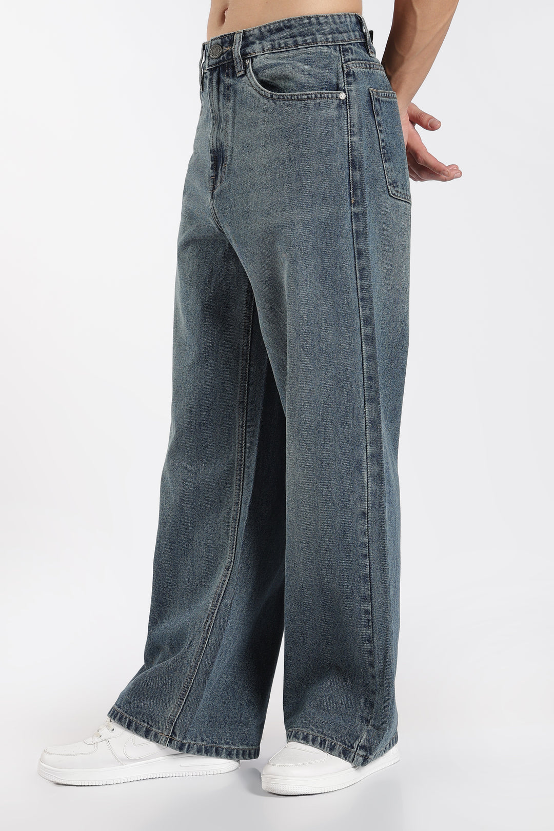 Men's Washed Slate Blue Baggy Jeans