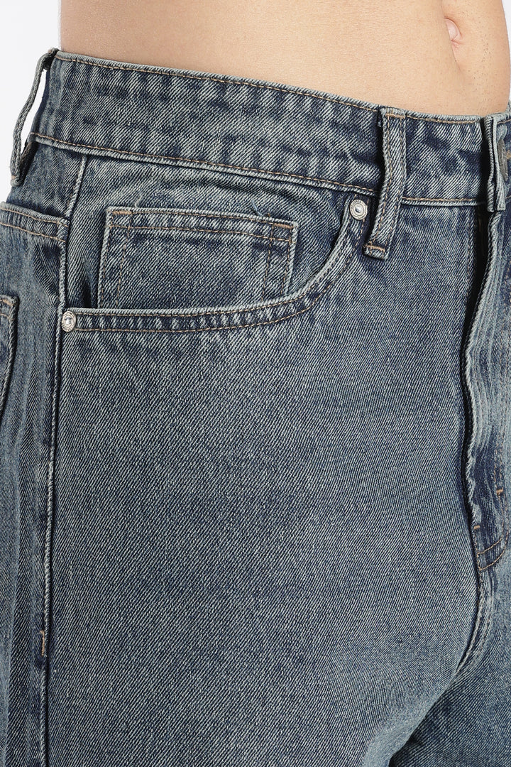 Men's Washed Slate Blue Baggy Jeans