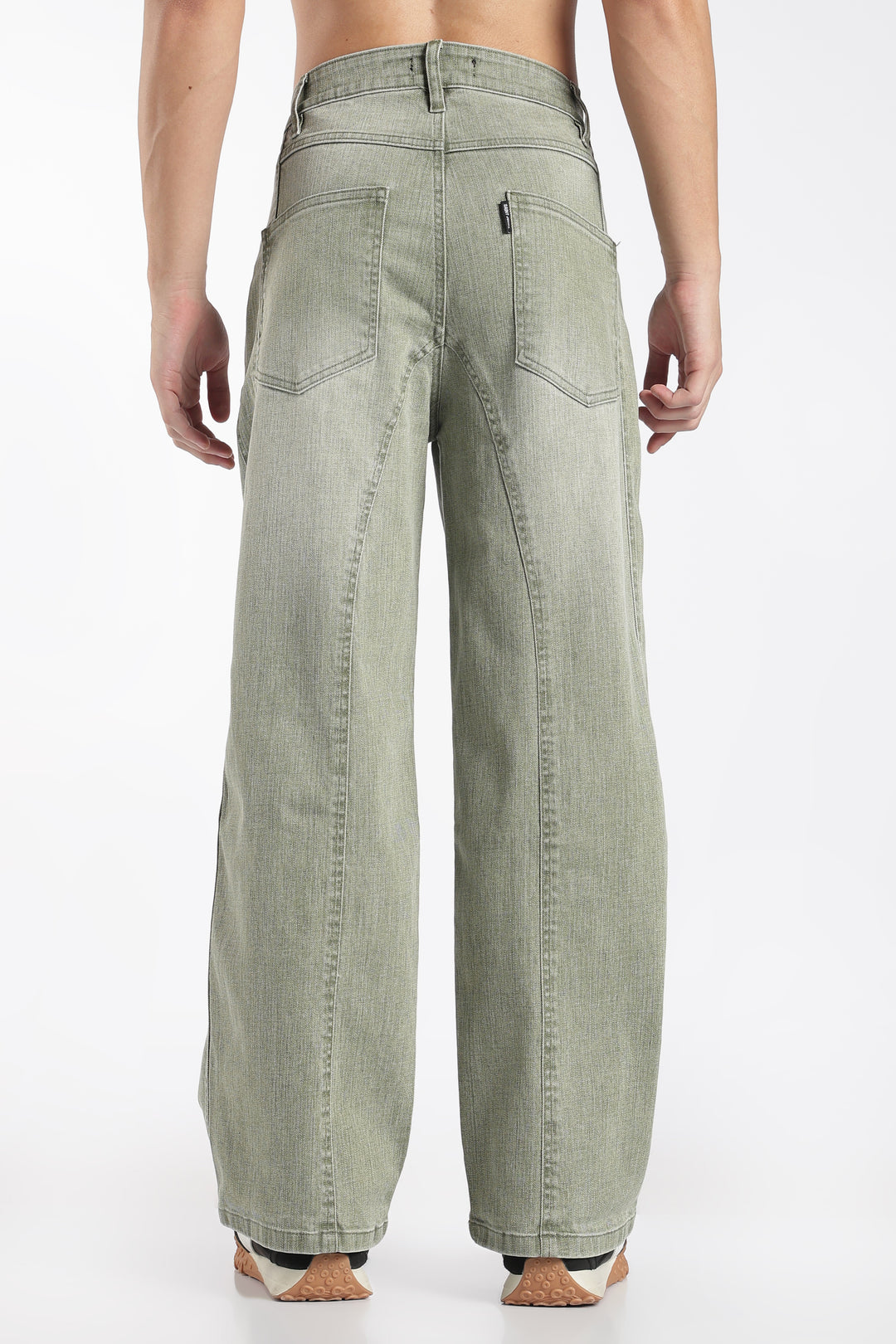 Men's Vintage Washed Sage Green Baggy Denim Jeans