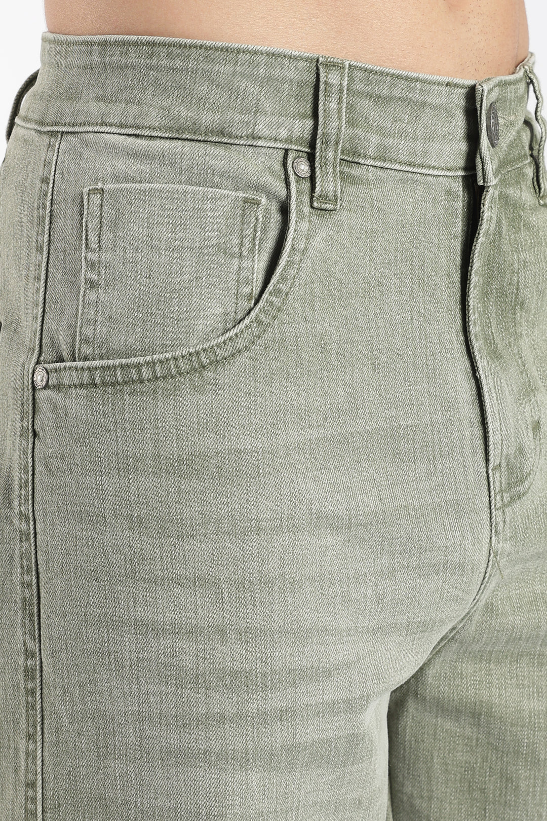 Men's Vintage Washed Sage Green Baggy Denim Jeans