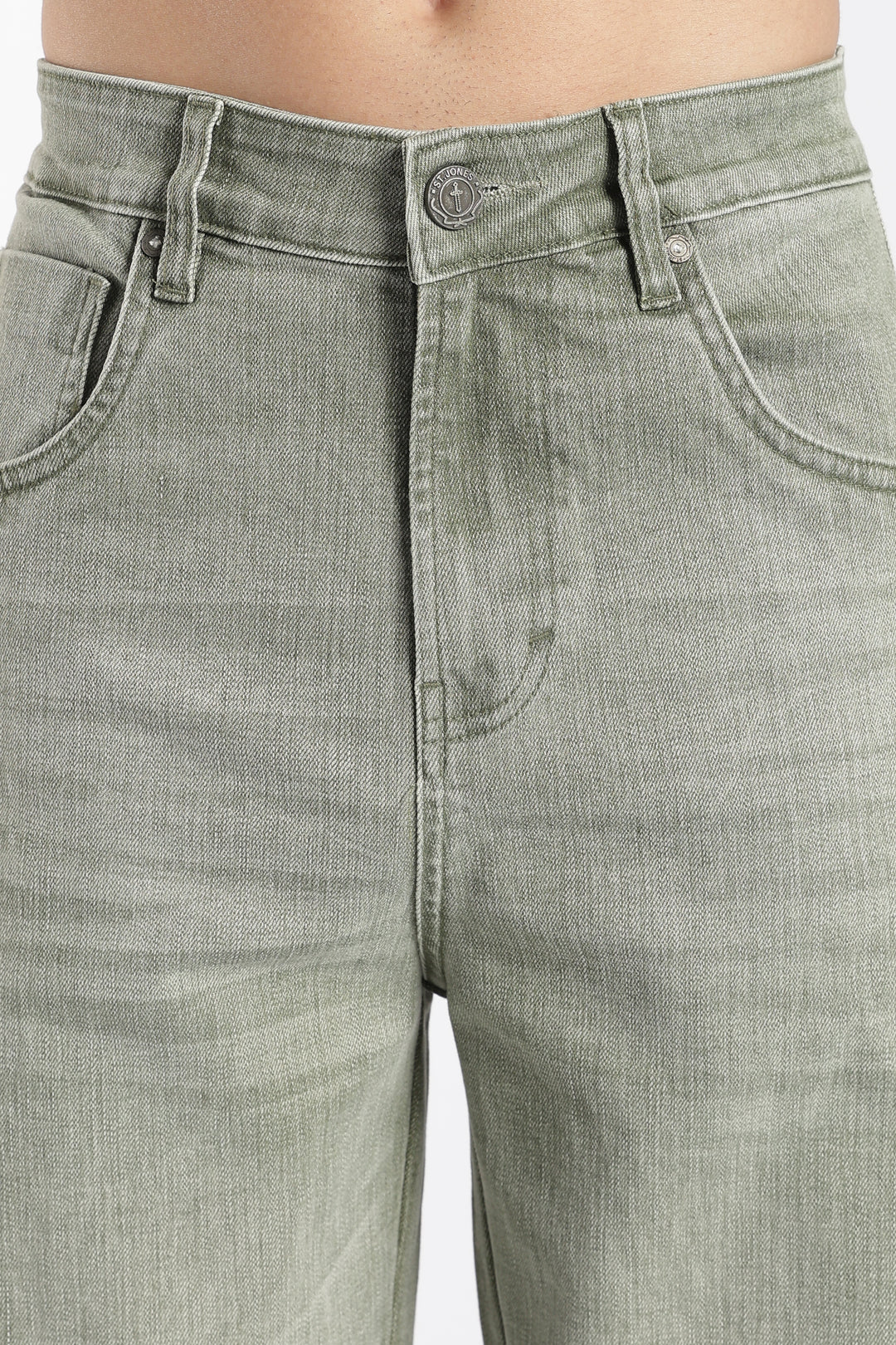 Men's Vintage Washed Sage Green Baggy Denim Jeans