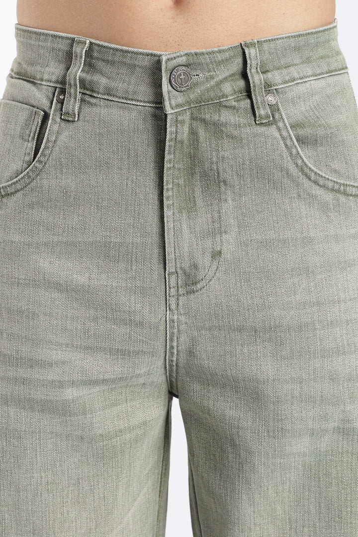 Men's Vintage Washed Sage Green Baggy Denim Jeans