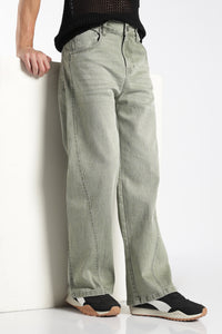 Men's Vintage Washed Sage Green Baggy Denim Jeans