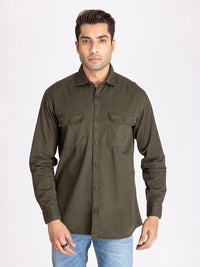 Utility Denim shirt-Dark green - St.Jones