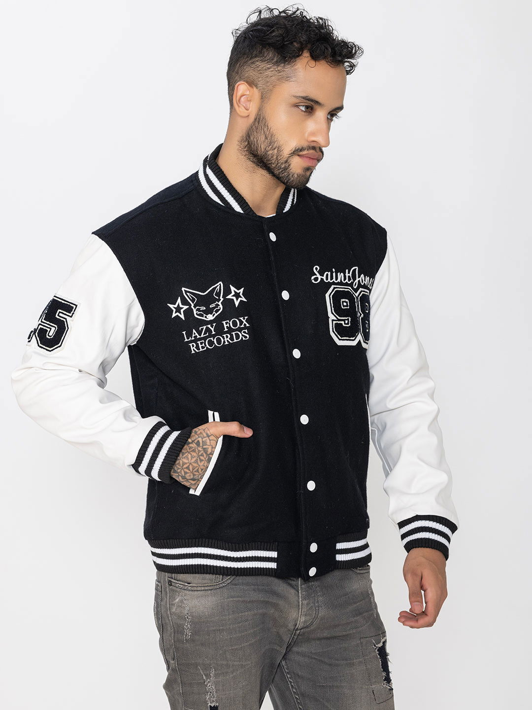 MEN'S VINTAGE LAZYFOX X SAINTJONES VARSITY JACKET – St.Jones