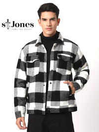 WHITE AND BLACK DROP SHOULDER SHACKET - St.Jones