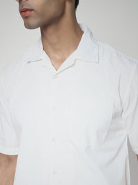 WHITE  COTTON HALF SHIRT(RELAXED FIT) - St.Jones