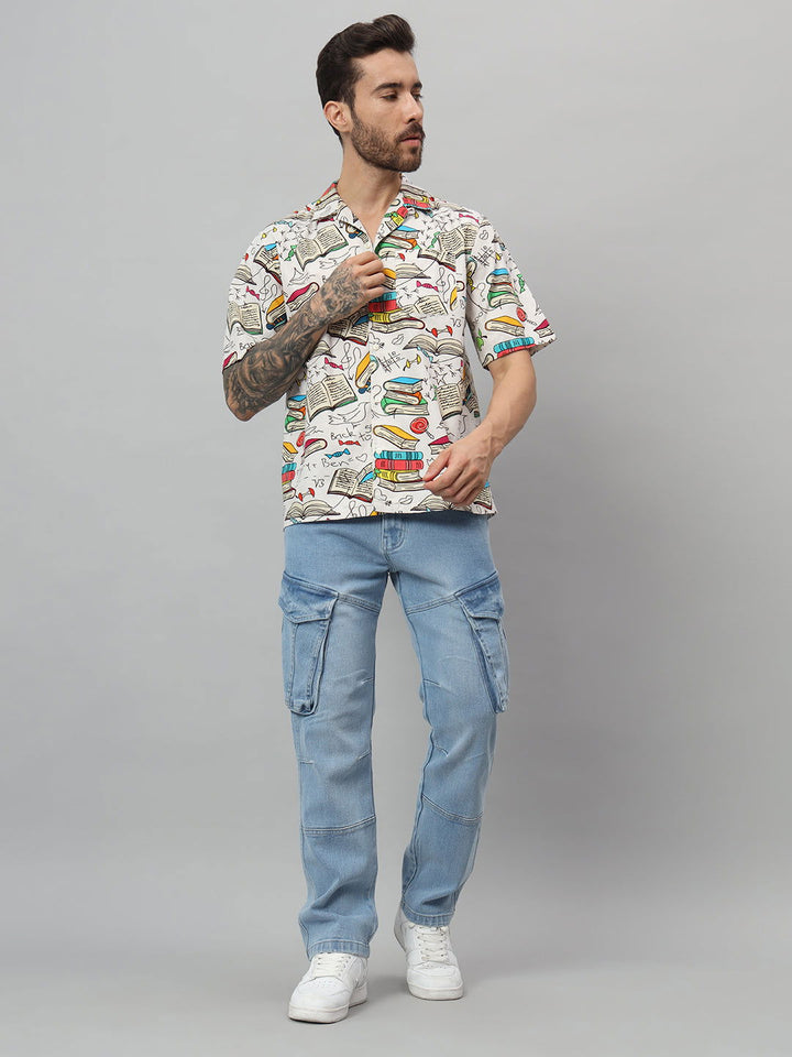 White print  half sleeve shirt - St.Jones