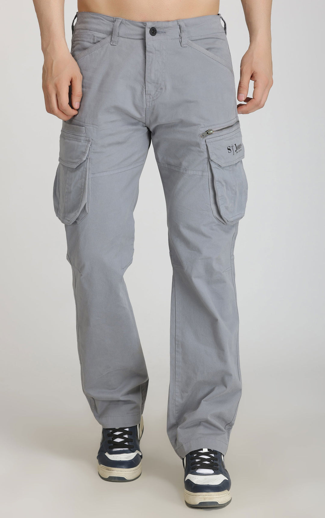 light grey cotton cargo 8-pockets - St.Jones