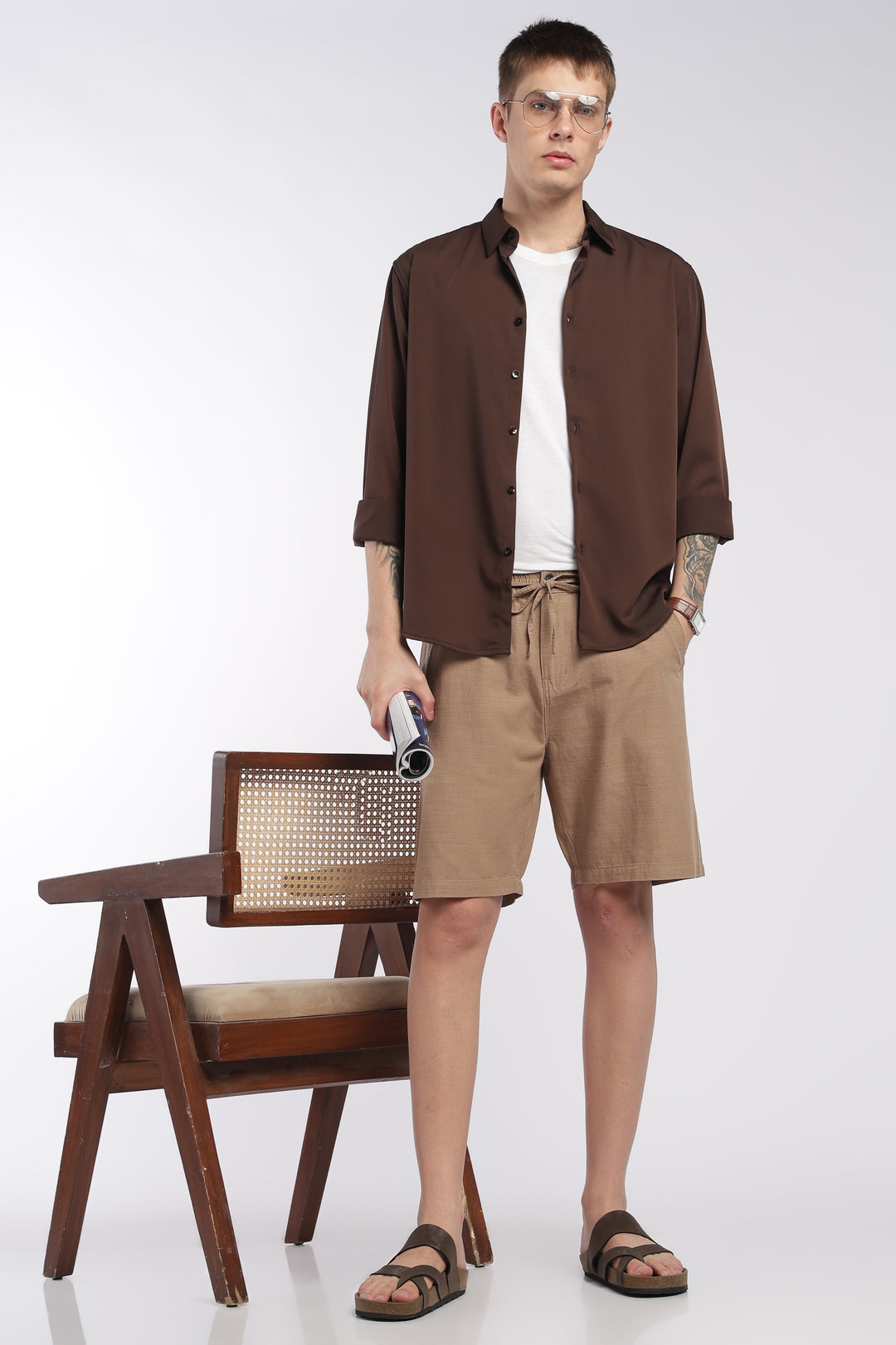 Men’s Beige Lightweight Linen Relaxed Shorts