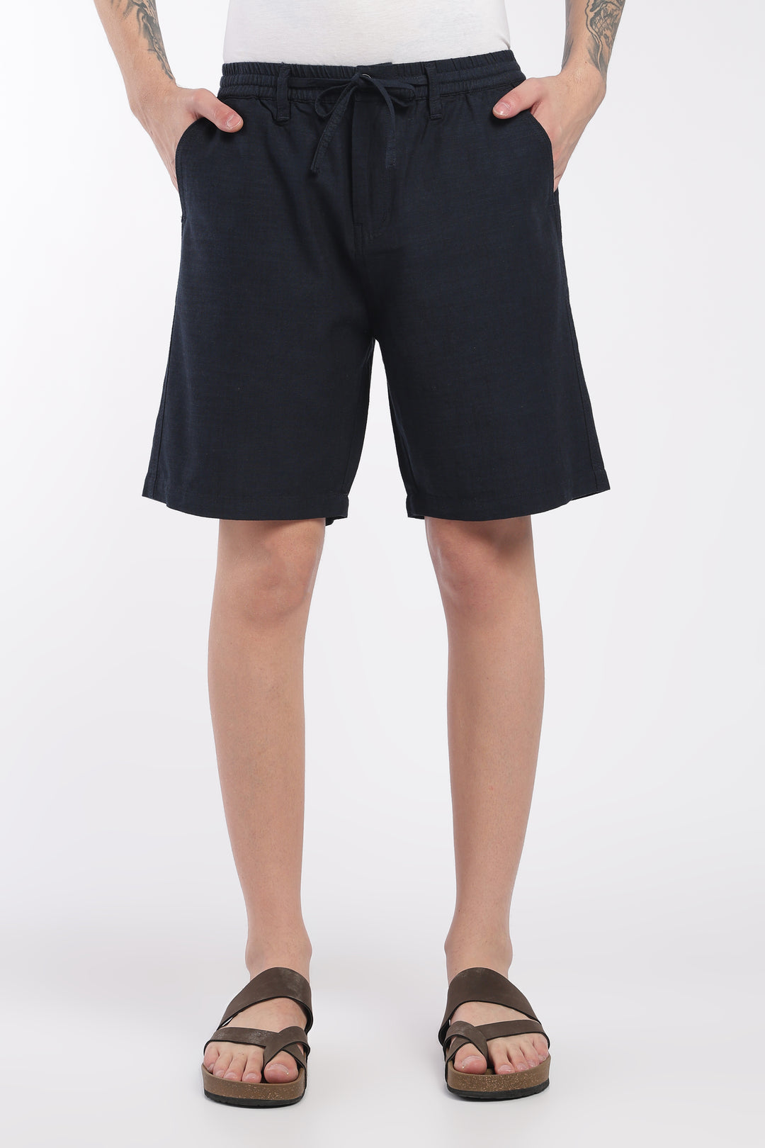 Men’s Blue Lightweight Linen Relaxed Shorts