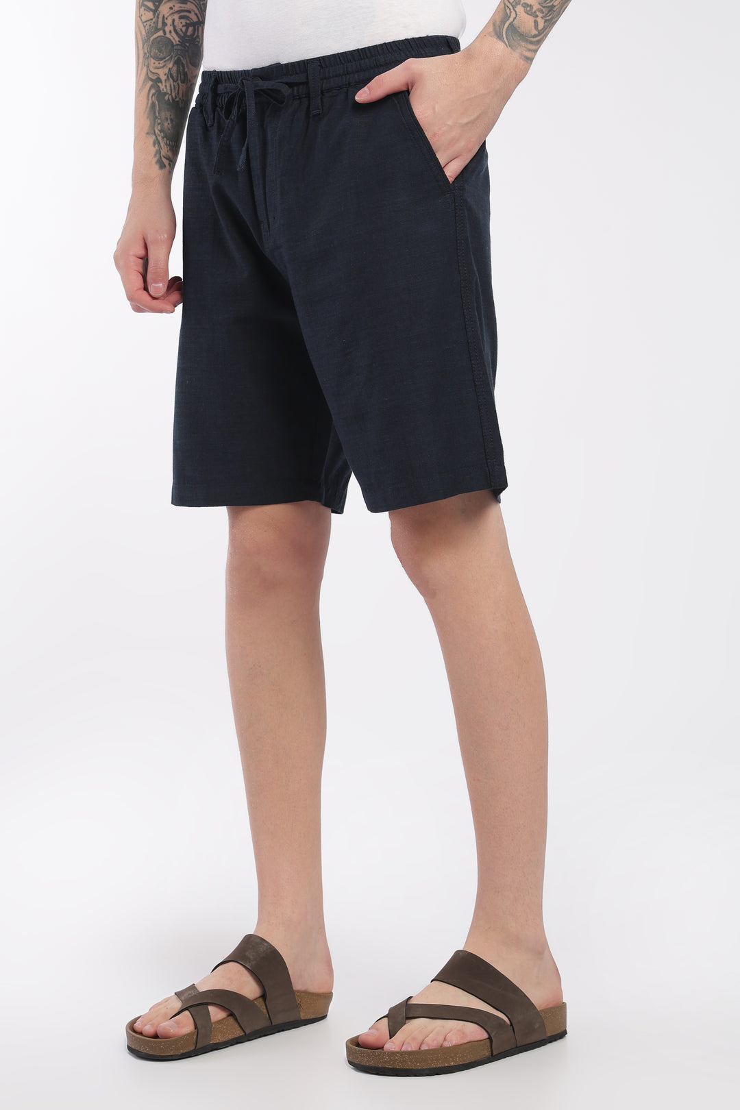 Men’s Blue Lightweight Linen Relaxed Shorts