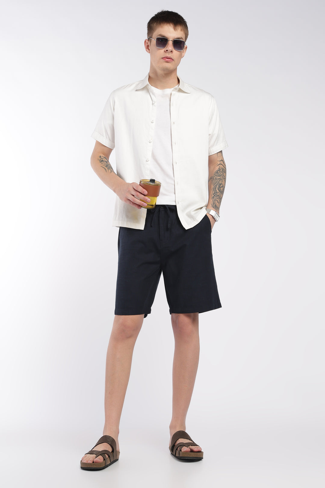 Men’s Blue Lightweight Linen Relaxed Shorts
