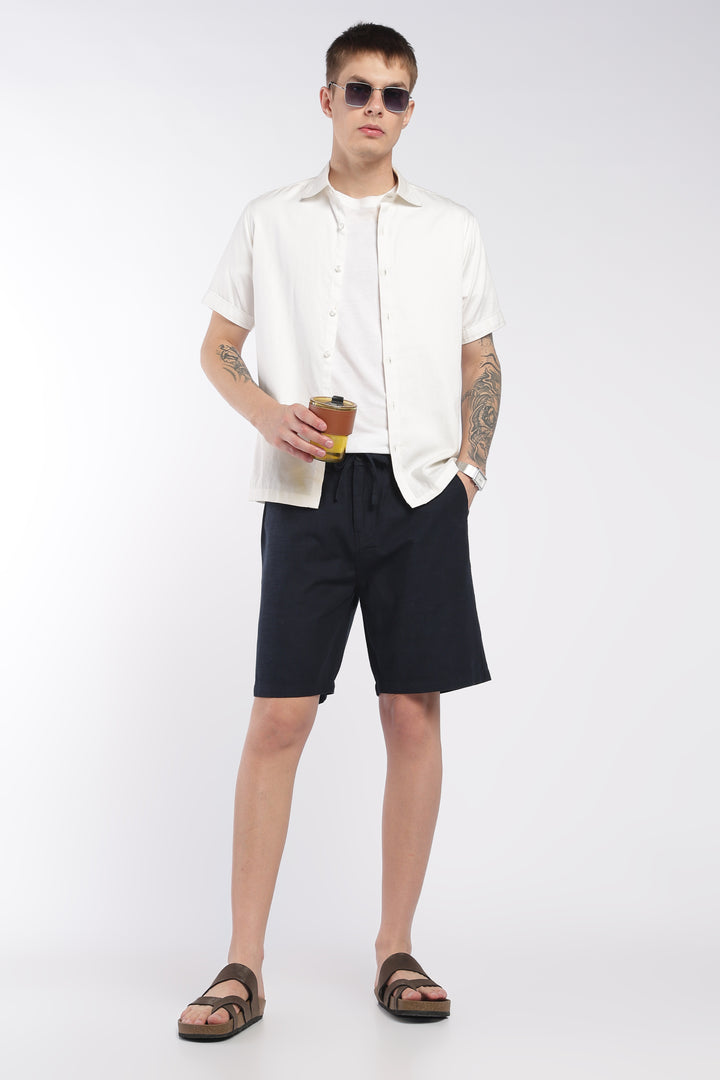 Men’s Blue Lightweight Linen Relaxed Shorts