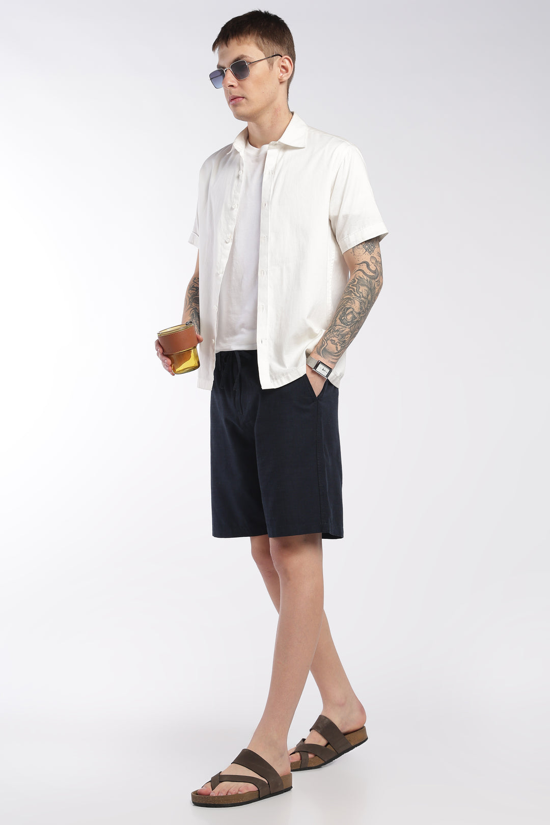 Men’s Blue Lightweight Linen Relaxed Shorts