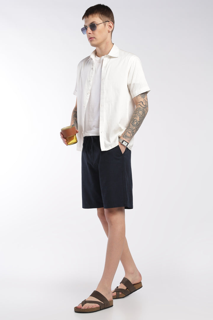 Men’s Blue Lightweight Linen Relaxed Shorts