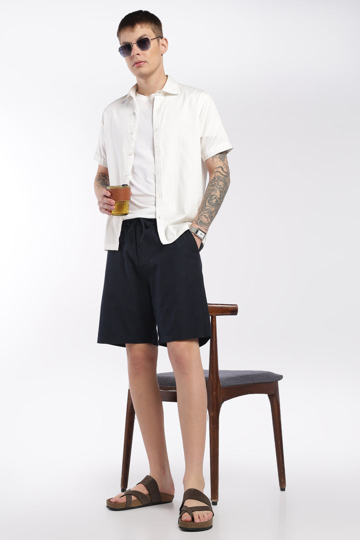 Men’s Blue Lightweight Linen Relaxed Shorts