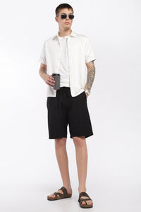 Men’s Black Lightweight Linen Relaxed Shorts