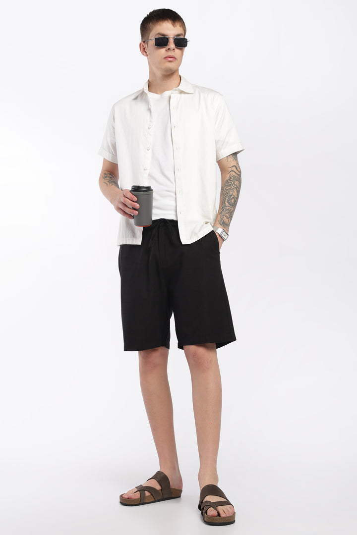Men’s Black Lightweight Linen Relaxed Shorts