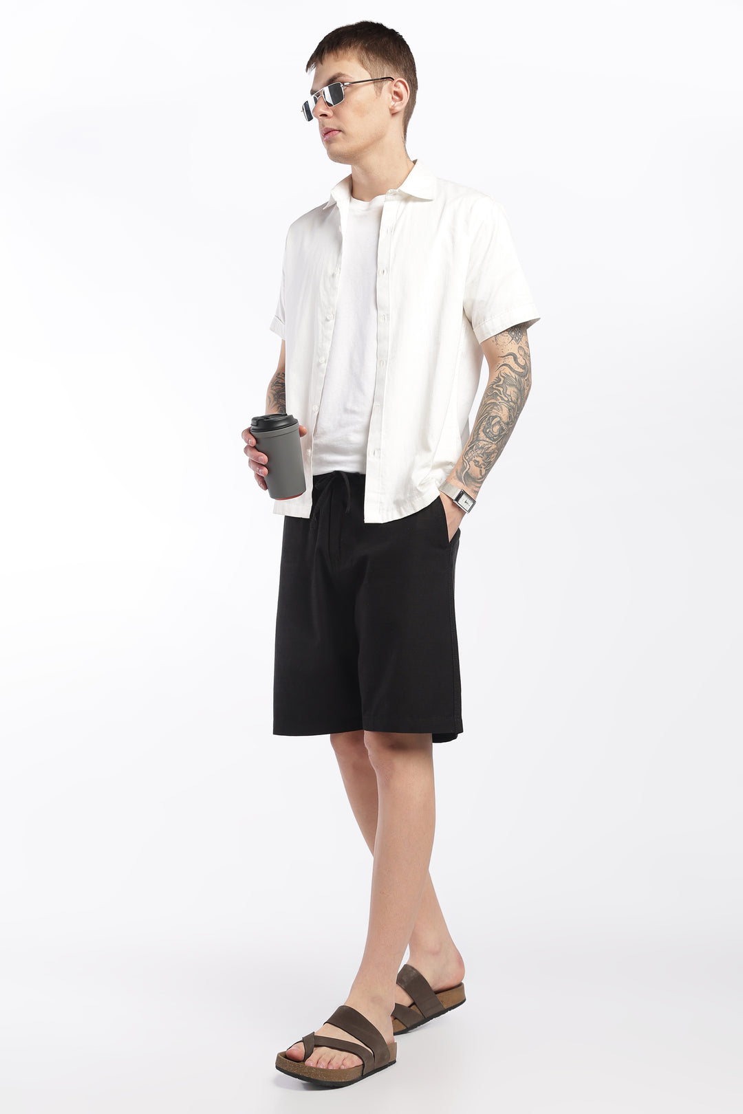 Men’s Black Lightweight Linen Relaxed Shorts