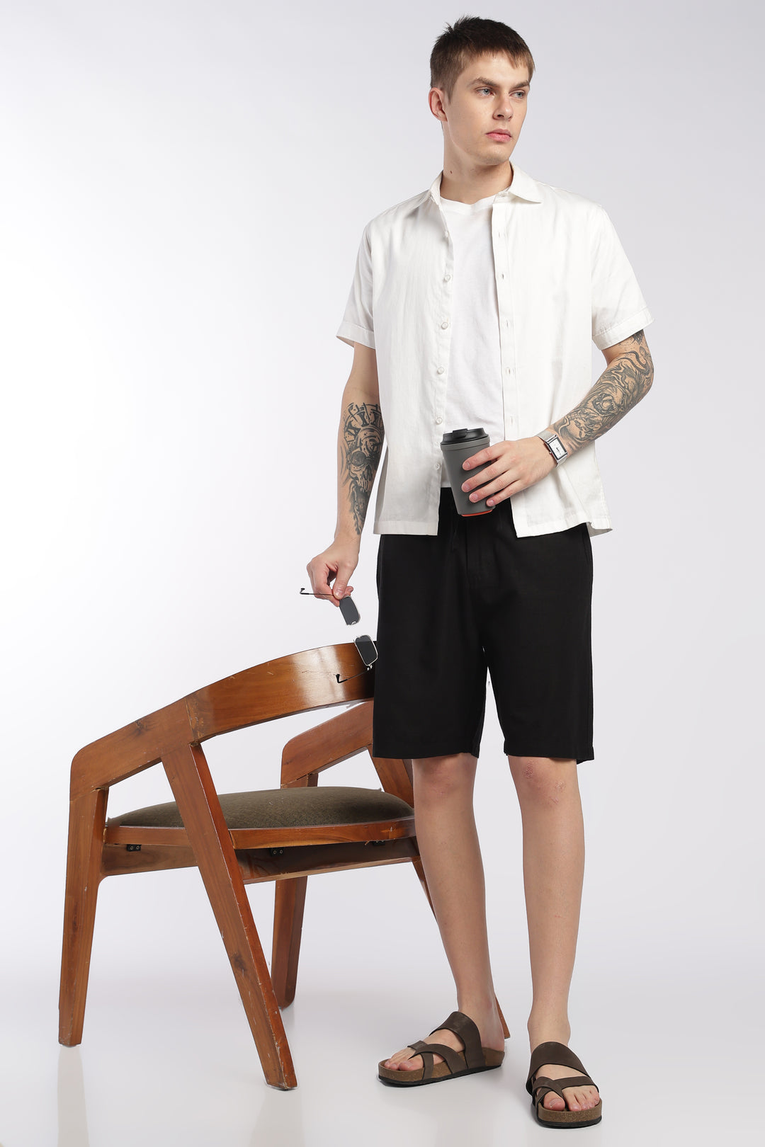 Men’s Black Lightweight Linen Relaxed Shorts