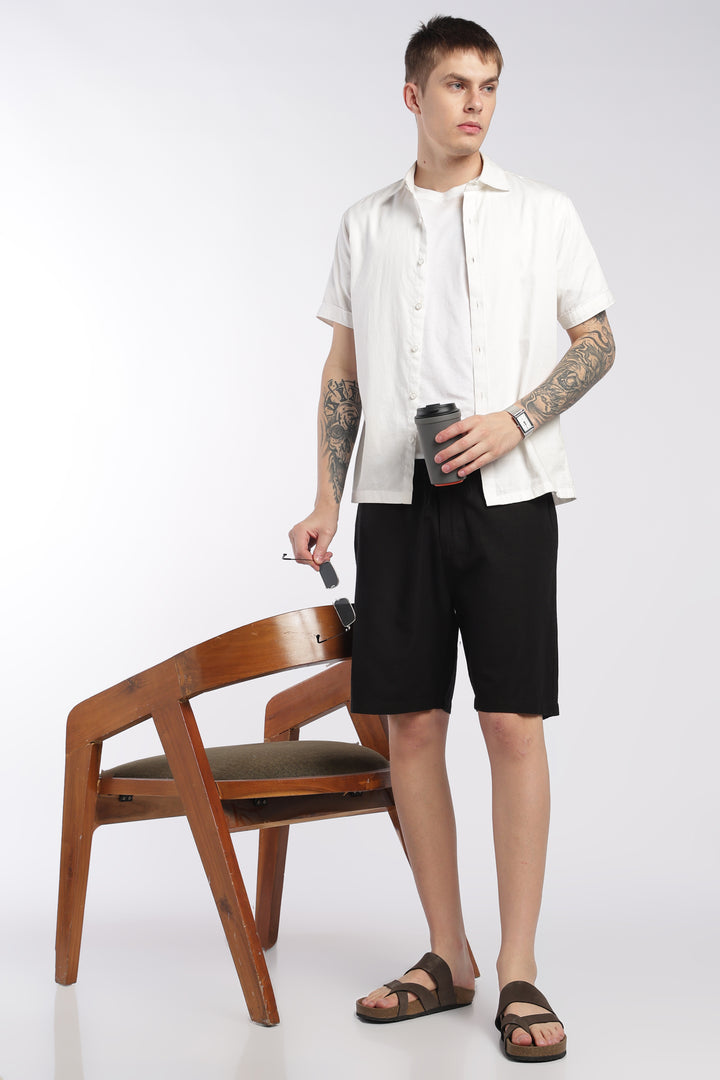 Men’s Black Lightweight Linen Relaxed Shorts