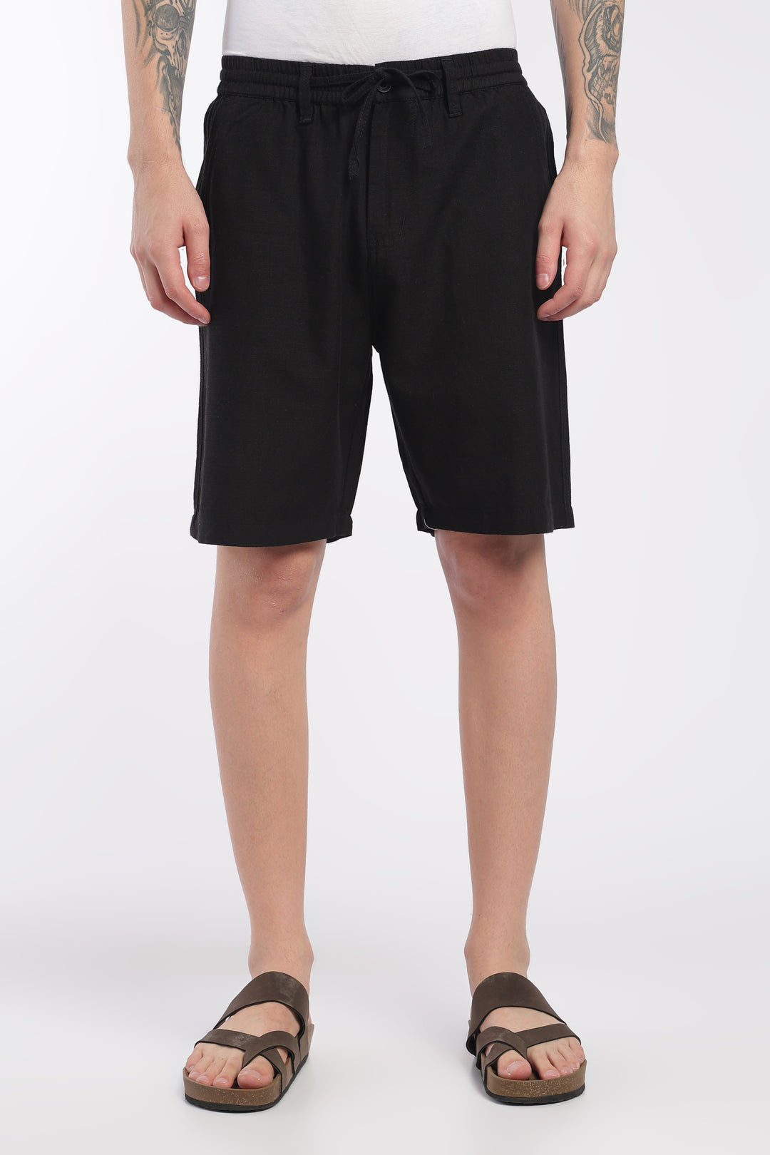 Men’s Black Lightweight Linen Relaxed Shorts