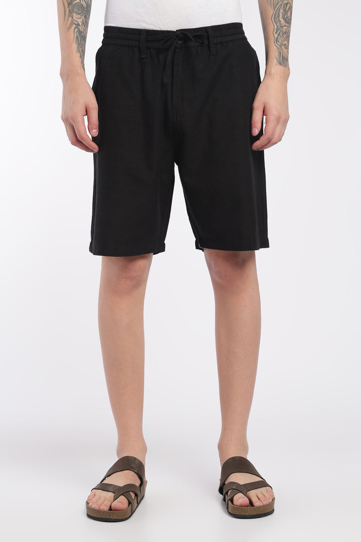 Men’s Black Lightweight Linen Relaxed Shorts