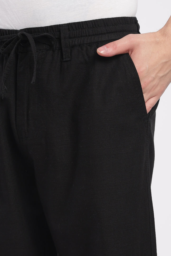 Men’s Black Lightweight Linen Relaxed Shorts