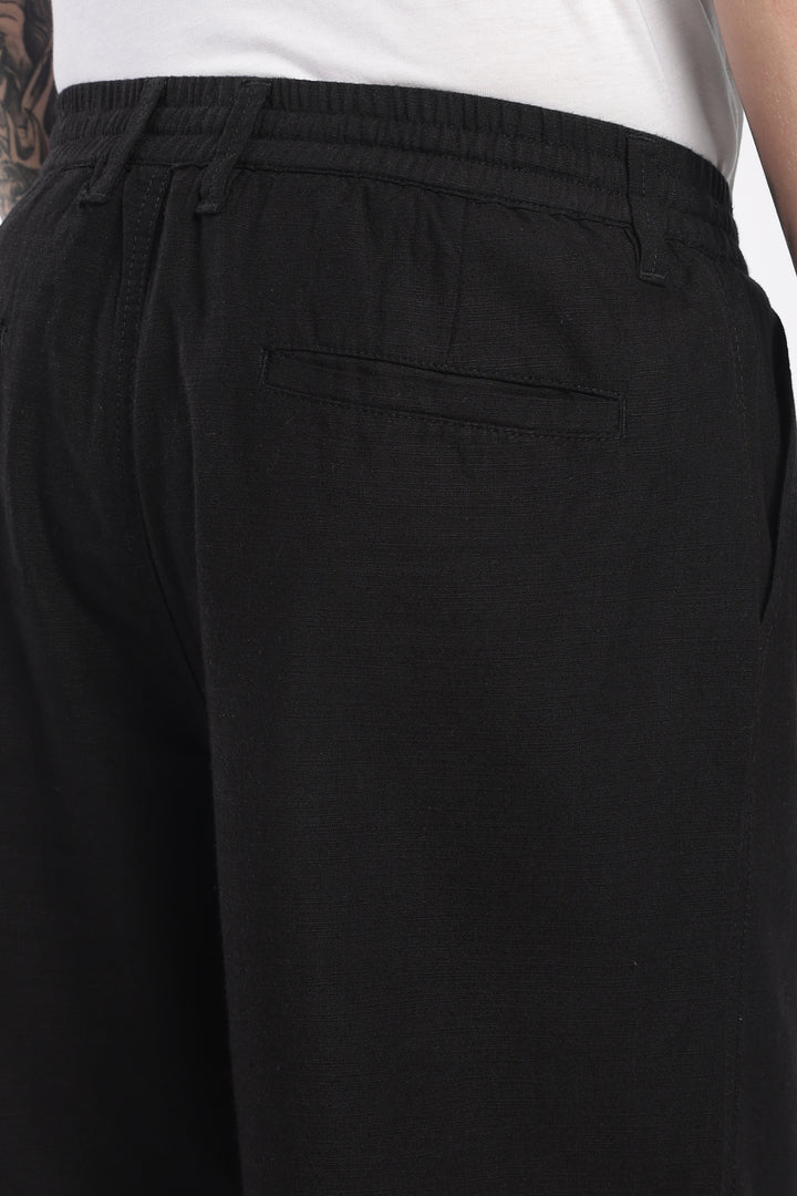 Men’s Black Lightweight Linen Relaxed Shorts