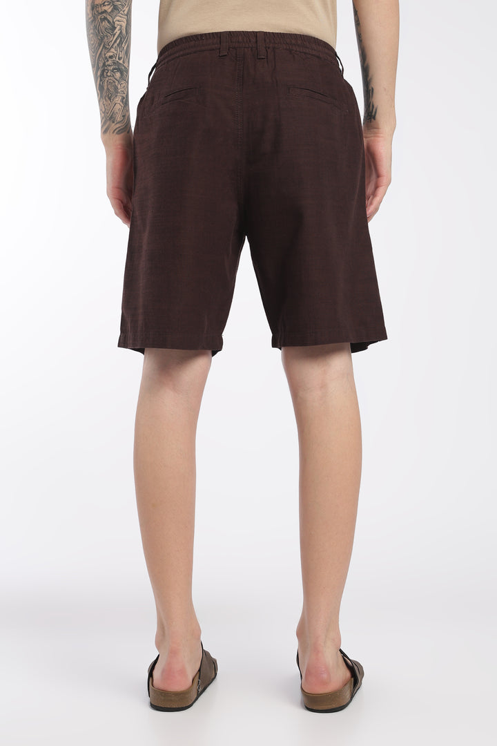 Men’s Dark Brown Lightweight Linen Relaxed Shorts