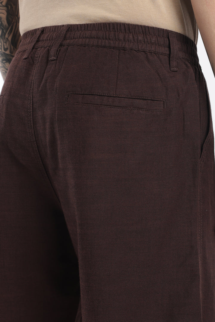 Men’s Dark Brown Lightweight Linen Relaxed Shorts