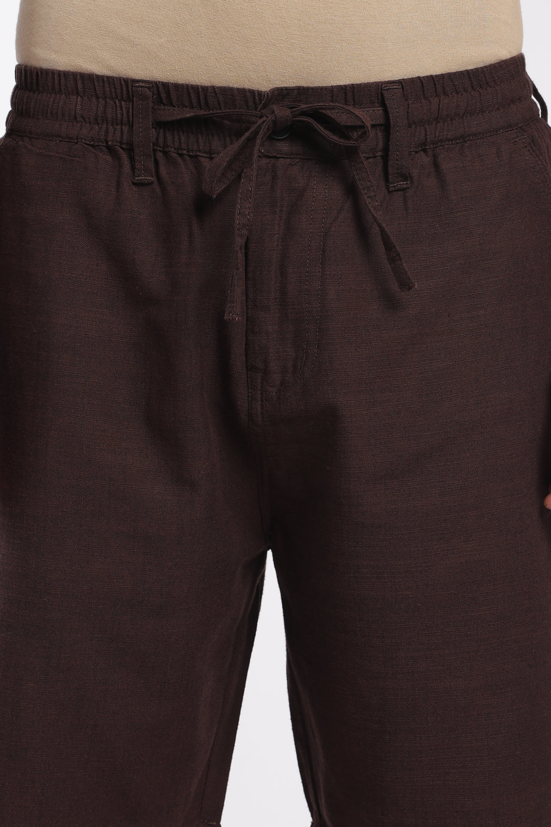 Men’s Dark Brown Lightweight Linen Relaxed Shorts