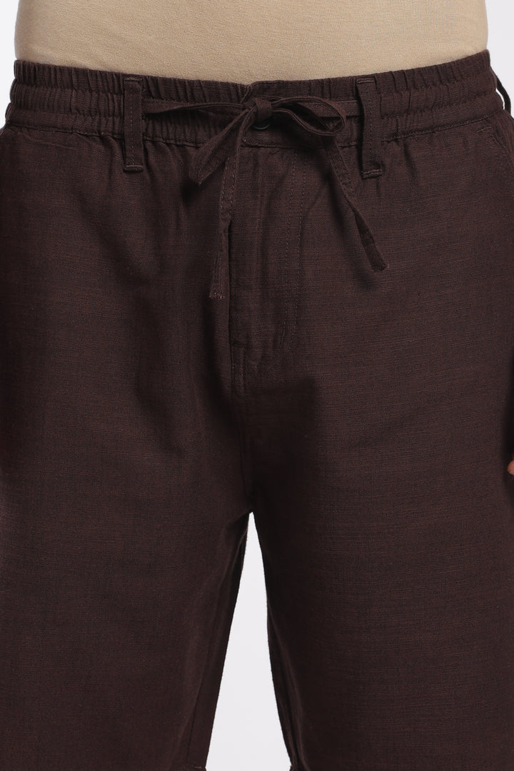 Men’s Dark Brown Lightweight Linen Relaxed Shorts
