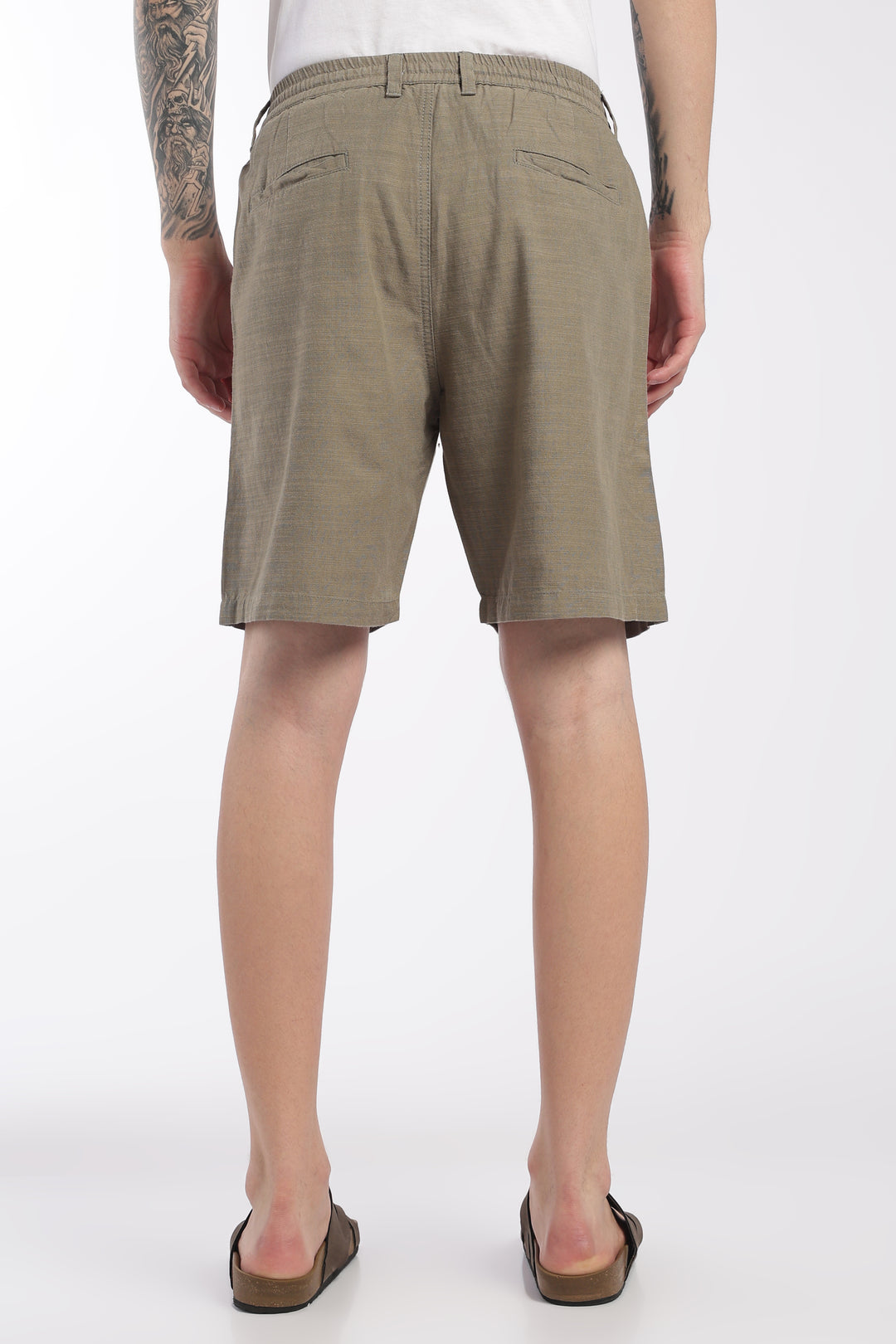 Men’s Olive Lightweight Linen Relaxed Shorts