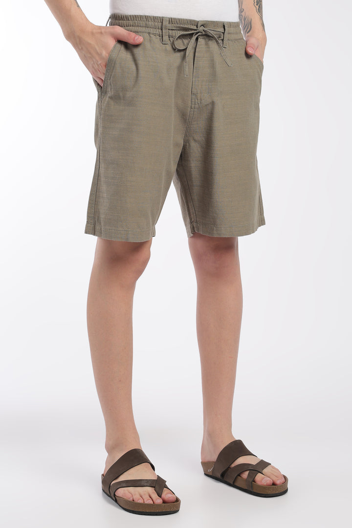Men’s Olive Lightweight Linen Relaxed Shorts