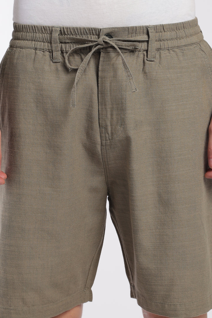 Men’s Olive Lightweight Linen Relaxed Shorts