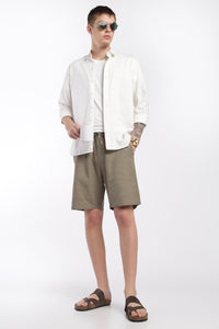 Men’s Olive Lightweight Linen Relaxed Shorts