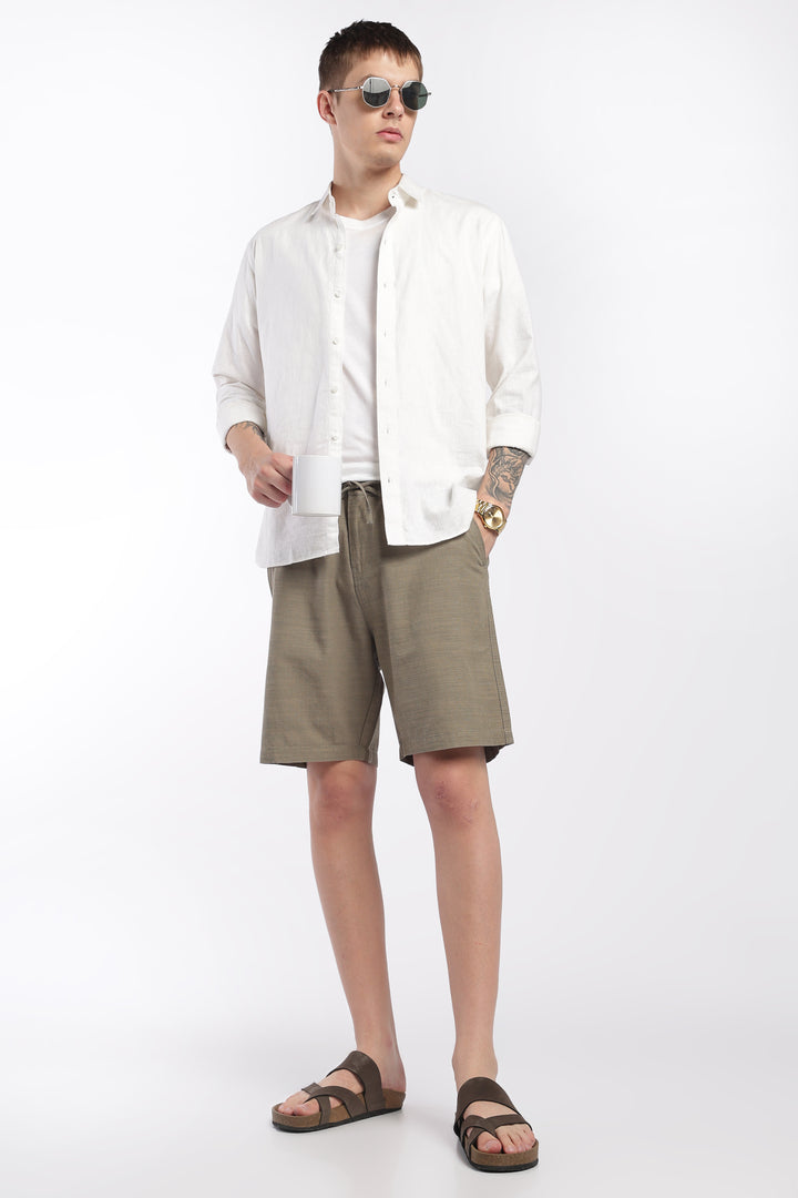 Men’s Olive Lightweight Linen Relaxed Shorts