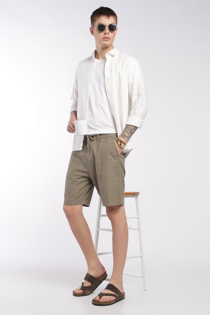 Men’s Olive Lightweight Linen Relaxed Shorts