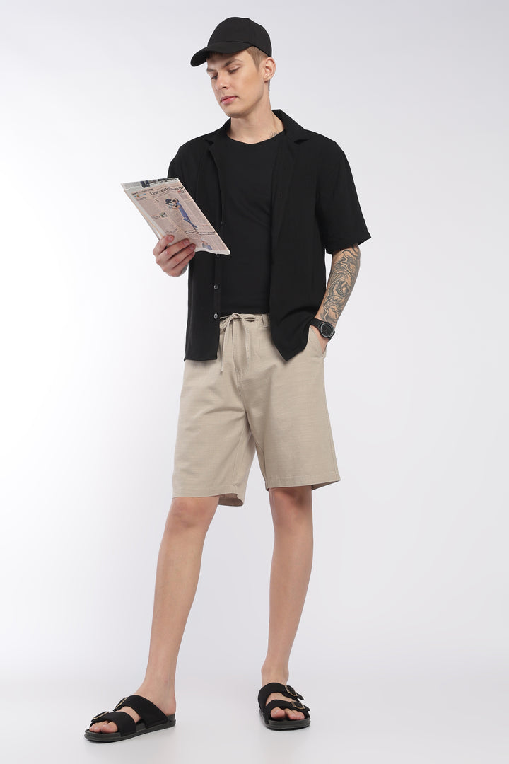 Men’s Cream Lightweight Linen Relaxed Shorts