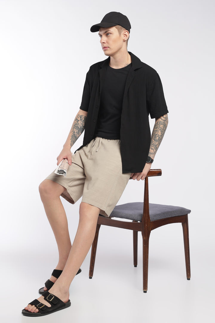 Men’s Cream Lightweight Linen Relaxed Shorts