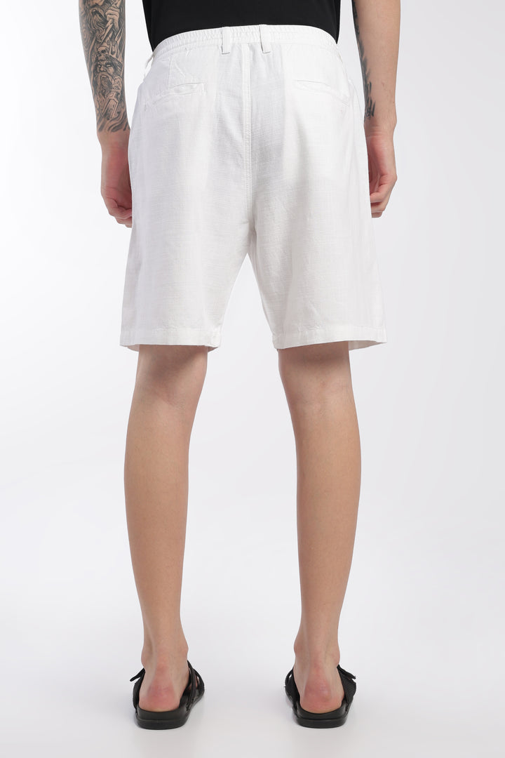 Men’s White Lightweight Linen Relaxed Shorts