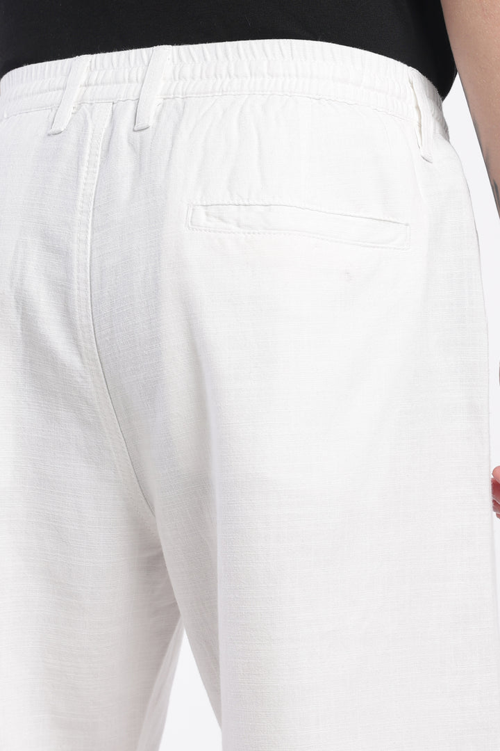 Men’s White Lightweight Linen Relaxed Shorts